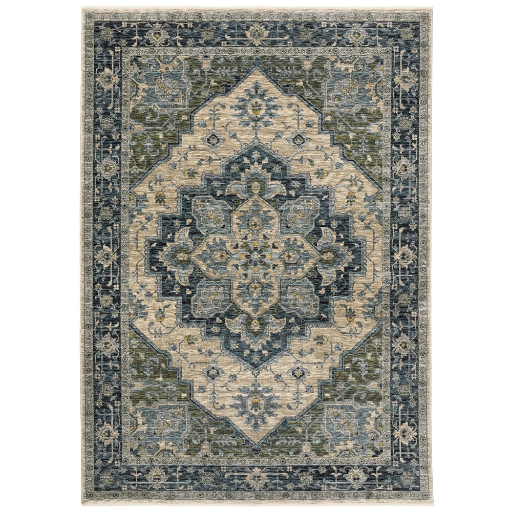 Oriental Weavers Aberdeen Area Rug 051G1 Traditional Blue Medallion Oriental 7'10" X 10'10" Rectangle