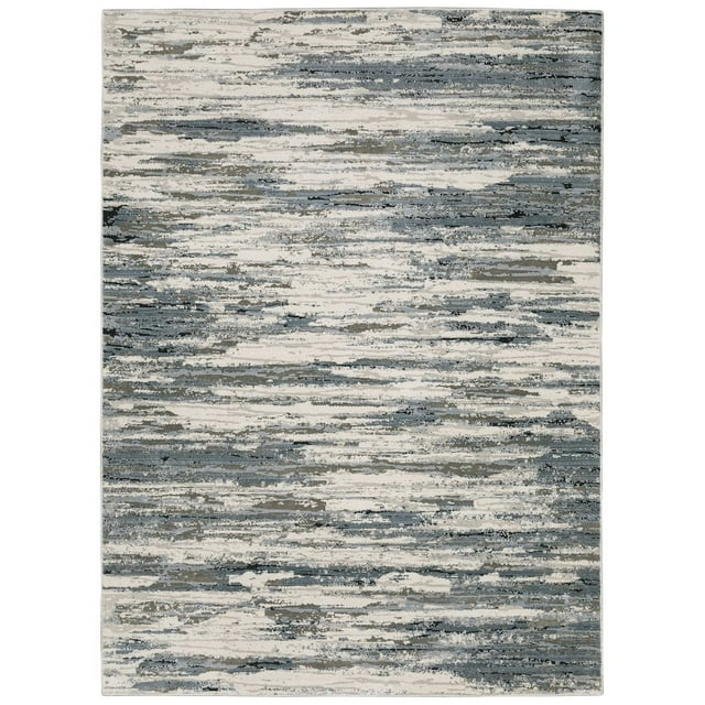 Oriental Weavers Caravan Area Rug - 750W8 - 7'10" x 10'10" - in Blue/ Gray - Modern Style, Stain Resistant, Family and Pet Friendly , Dining, Living Room Rug