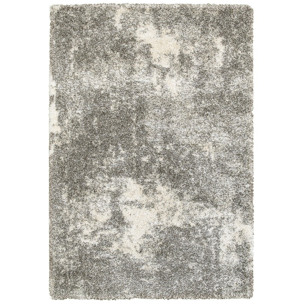 Oriental Weavers Henderson Shag Area Rug - 5503H - 7'10" x 10'10" - in Gray/ Ivory - Plush Soft Shag, Modern Style, Stain Resistant, Cushion Feel, Dining, Living Room Rug