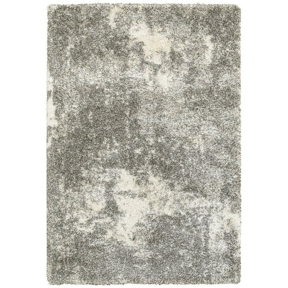 Oriental Weavers Henderson Shag Area Rug - 5503H - 7'10" x 10'10" - in Gray/ Ivory - Plush Soft Shag, Modern Style, Stain Resistant, Cushion Feel, Dining, Living Room Rug