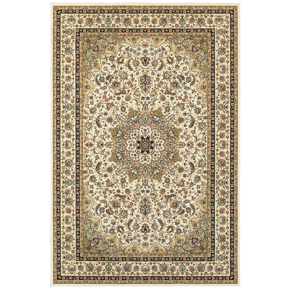 Oriental Weavers Kashan Area Rug - 119W1 - 6'7" x 9'6" - in Ivory/ Beige - Vintage Inspired, Stain Resistant, Family and Pet Friendly , Dining, Living Room Rug