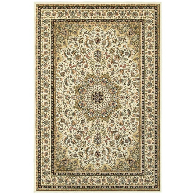 Oriental Weavers Kashan Area Rug - 119W1 - 6'7" x 9'6" - in Ivory/ Beige - Vintage Inspired, Stain Resistant, Family and Pet Friendly , Dining, Living Room Rug