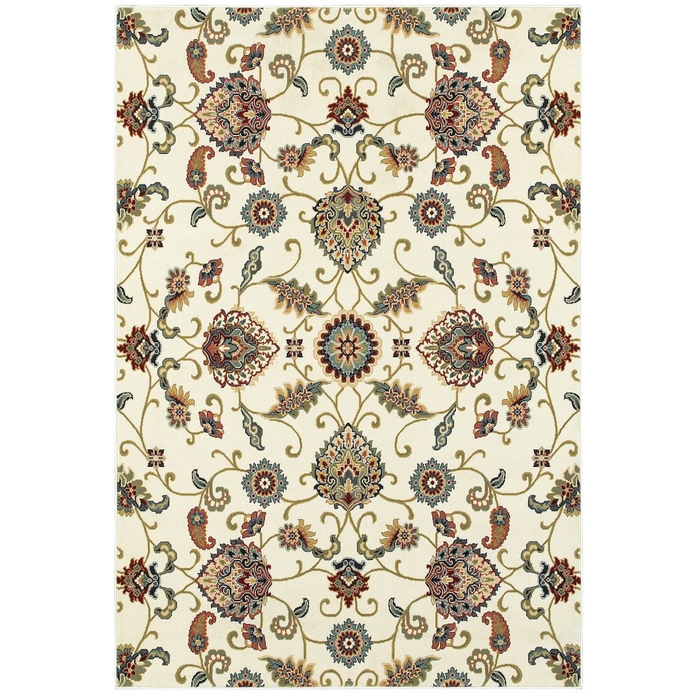 Oriental Weavers Kashan Area Rug - 9946W - 9'10" x 12'10" - in Ivory/ Multi - Vintage Inspired, Stain Resistant, Family and Pet Friendly , Family, Dining, Living Room Rug