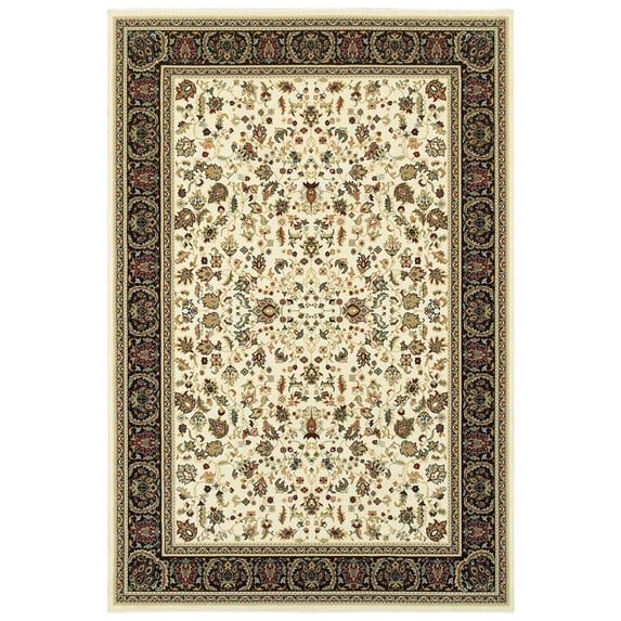 Oriental Weavers Kashan 108X1 Ivory/ Black 5'3" X 7'6" Indoor Area Rug
