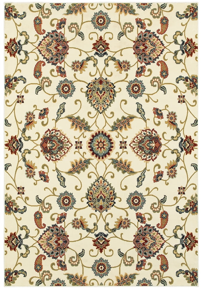 Oriental Weavers Kashan Area Rug - 9946W - 3'10" x 5'5" - in Ivory/ Multi - Vintage Inspired, Stain Resistant, Family and Pet Friendly , Entrway, Bedroom Rug