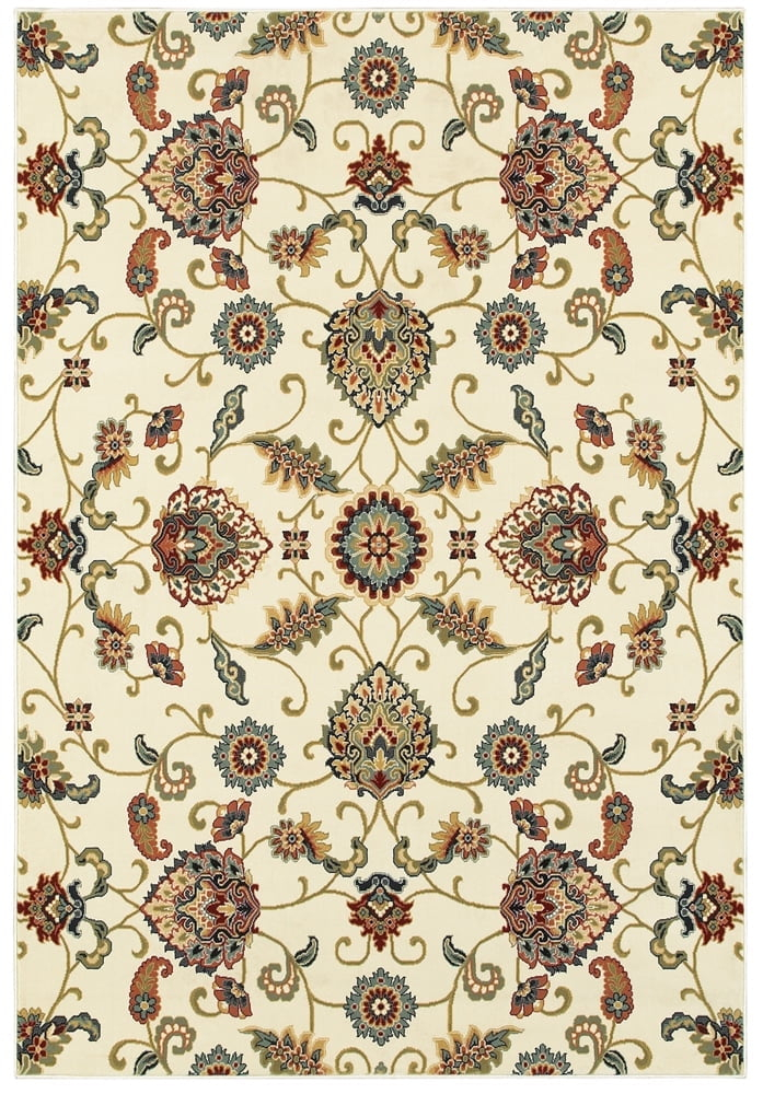 Oriental Weavers Kashan Area Rug - 9946W - 3'10" x 5'5" - in Ivory/ Multi - Vintage Inspired, Stain Resistant, Family and Pet Friendly , Entrway, Bedroom Rug