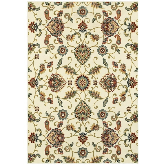 Oriental Weavers Kashan Area Rug - 9946W - 3'10" x 5'5" - in Ivory/ Multi - Vintage Inspired, Stain Resistant, Family and Pet Friendly , Entrway, Bedroom Rug
