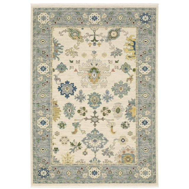 Oriental Weavers Lucca 846H1 Ivory/ Blue Indoor Area Rug - 5'3" x 7'6"
