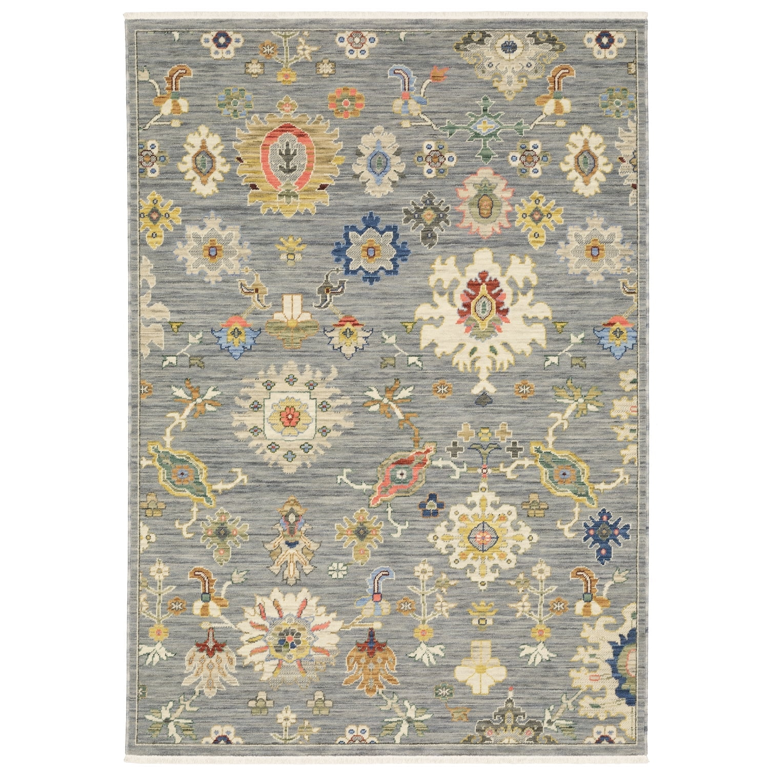 Oriental Weavers Lucca Wool Blend Area Rug - 5507E - 2' x 3' - in Gray/ Multi - Vintage Inspired, Wool Blend, Entryway, Bathroom Accent Rug