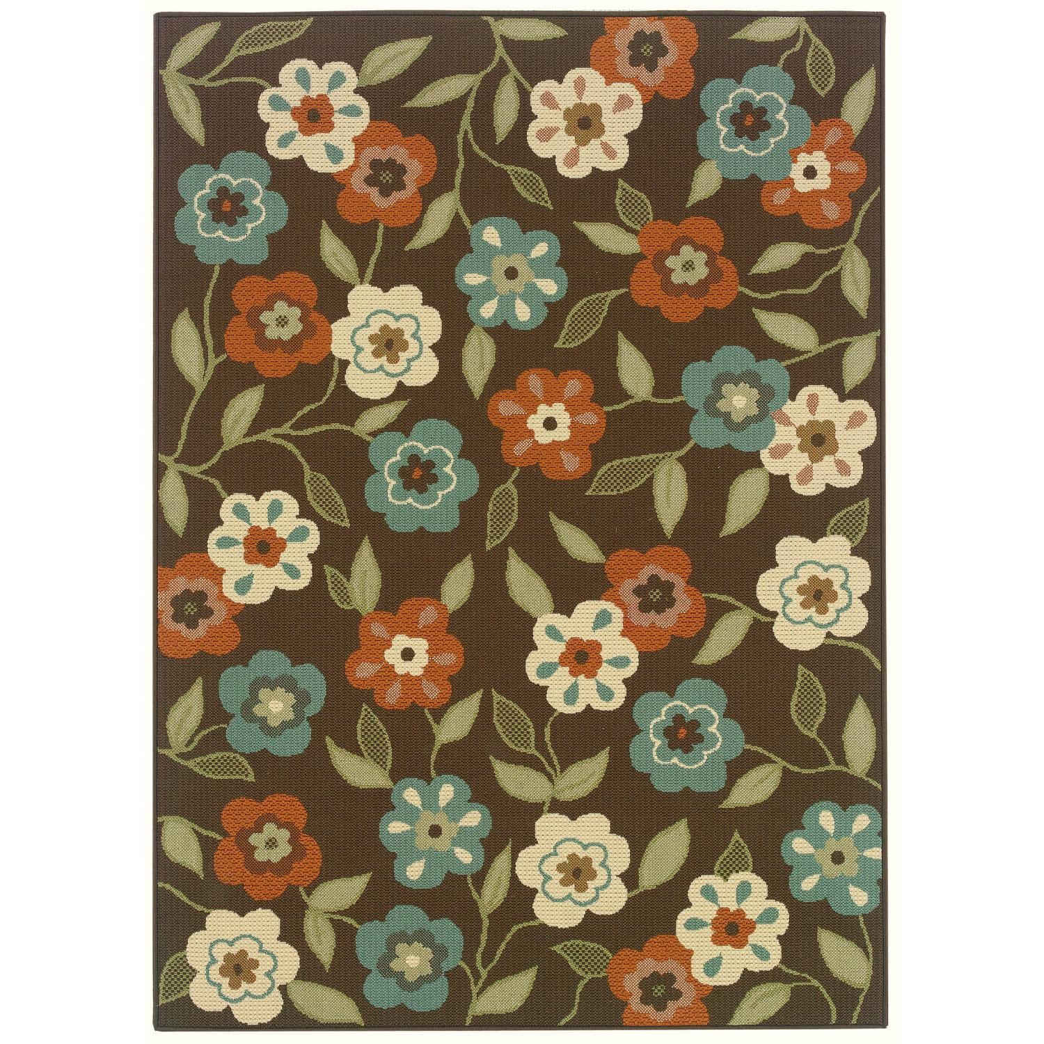 Oriental Weavers Montego Indoor/Outdoor Rug - 2267D - 5'3" x 7'6" - in Brown/ Ivory - Classic Casual Style, Water, Stain and Fade Resistant, Hose Clean, Patio, Outdoor Living Area Rug