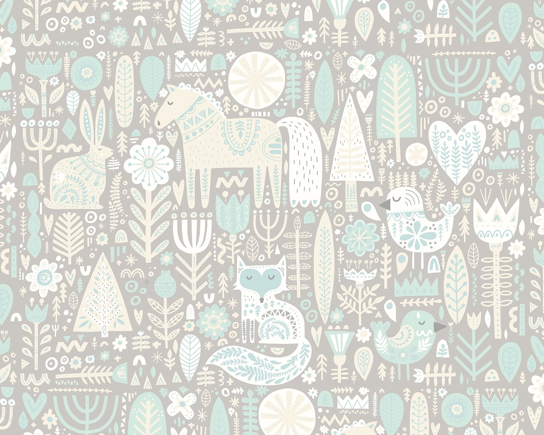 Origin Aqua Scandi Forest Animals Wall Mural
