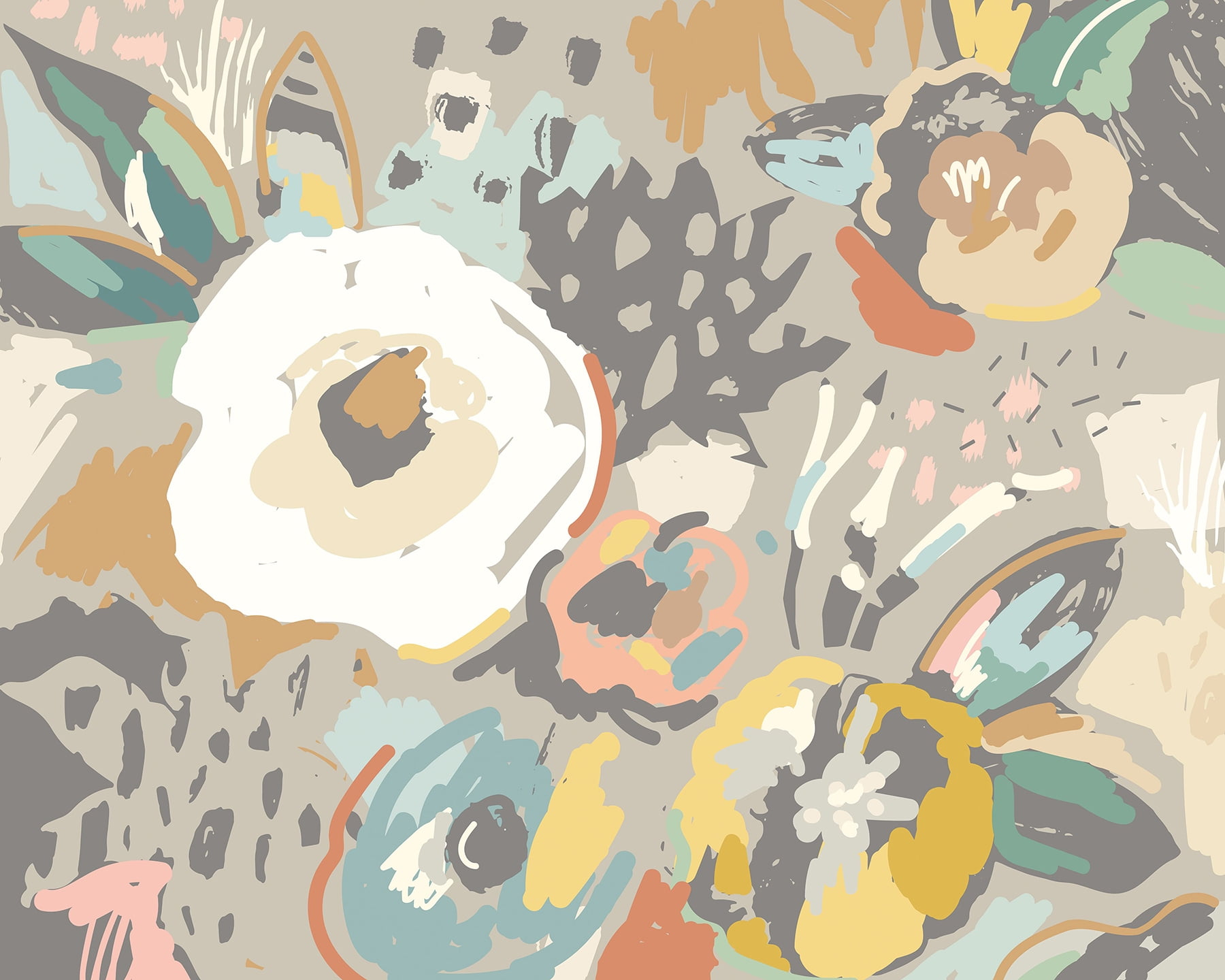 Origin Neutral Abstract Floral Wall Mural