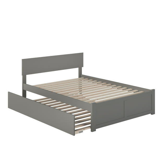 Orlando Full Platform Bed with Flat Panel Foot Board and Full Size Urban Trundle Bed in Grey