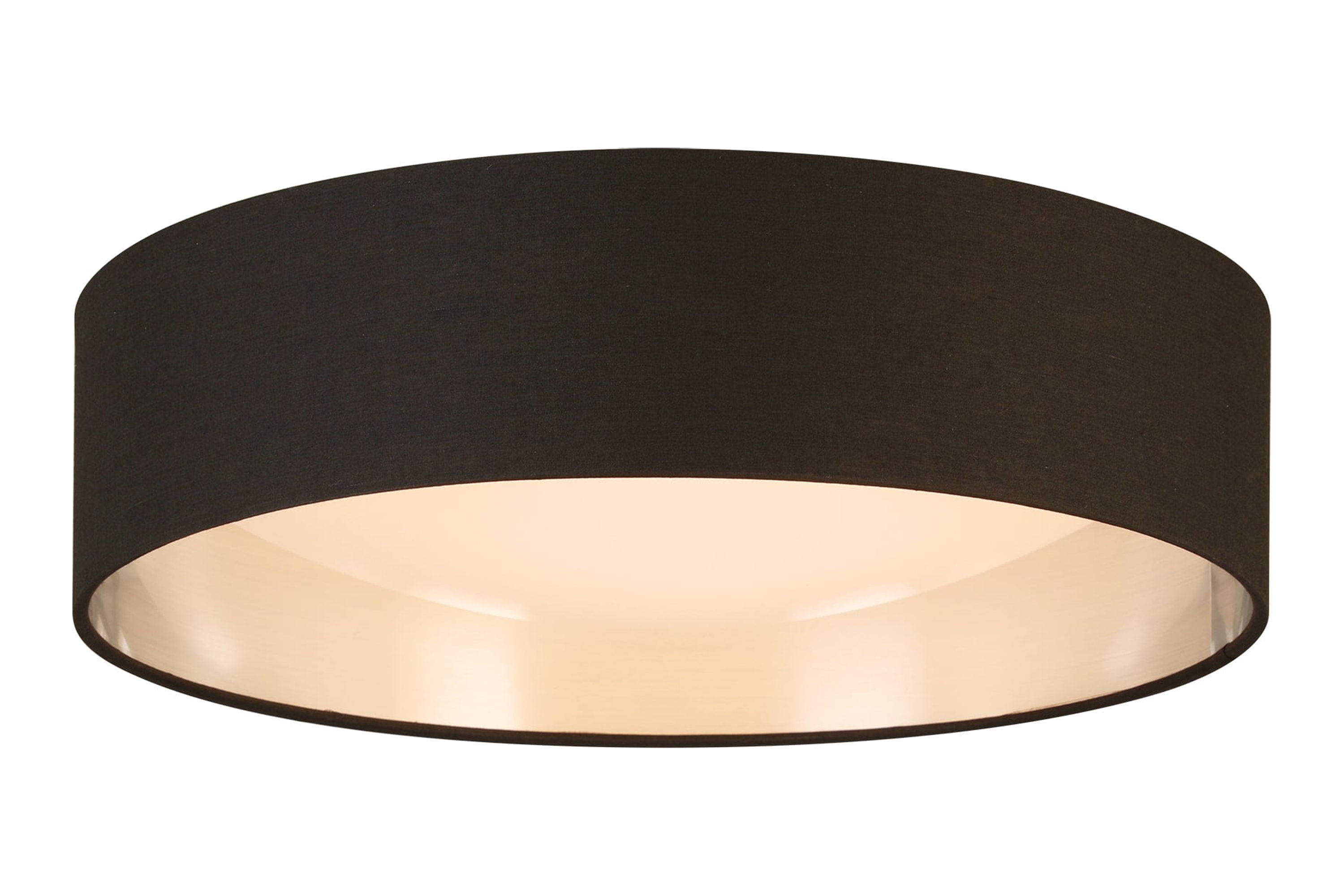 Orme - 16" LED Flush Mount Ceiling Lighting - Black Exterior/Gold Interior Fabric Shade with Acrylic Diffuser