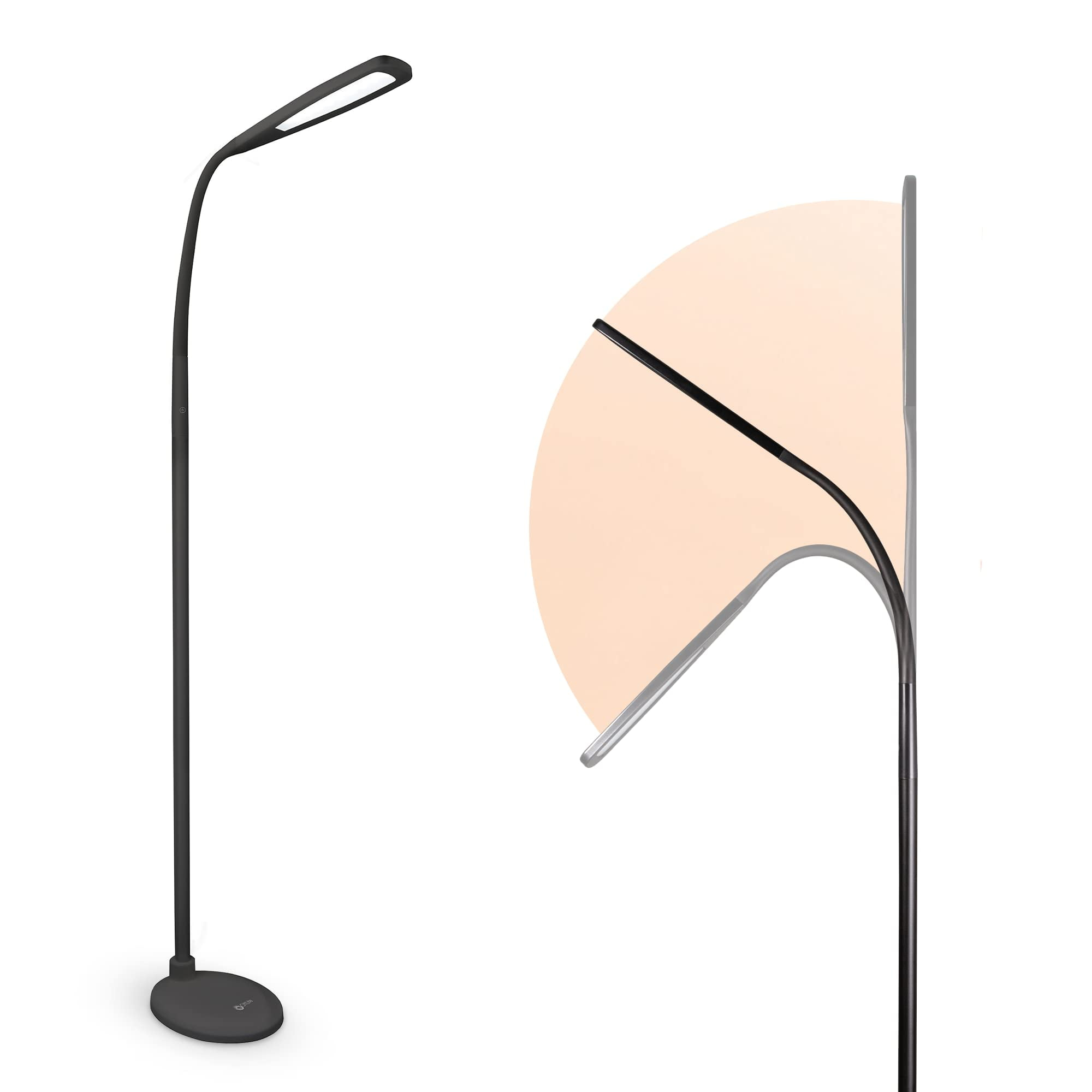 Ott-Lite OttLite Felix Adjustable Height LED Gooseneck Task Floor Lamp in Black