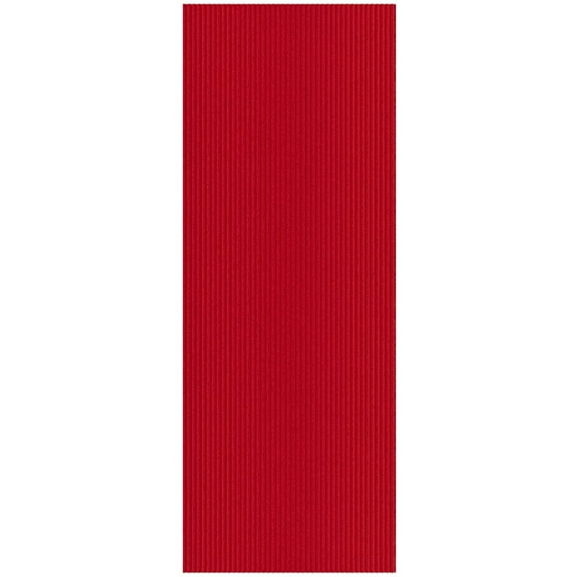 Ottomanson Hallway Runner Waterproof Non-Slip Rubberback 2x6 Indoor/Outdoor Utility Rug, 2' x 6', Red