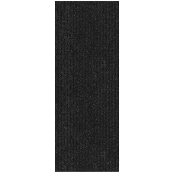 Ottomanson Non-Slip Hallway Runner Rug 2'7" x 6' Indoor/Outdoor Custom Size Utility Carpet for Garage, Black Ribbed
