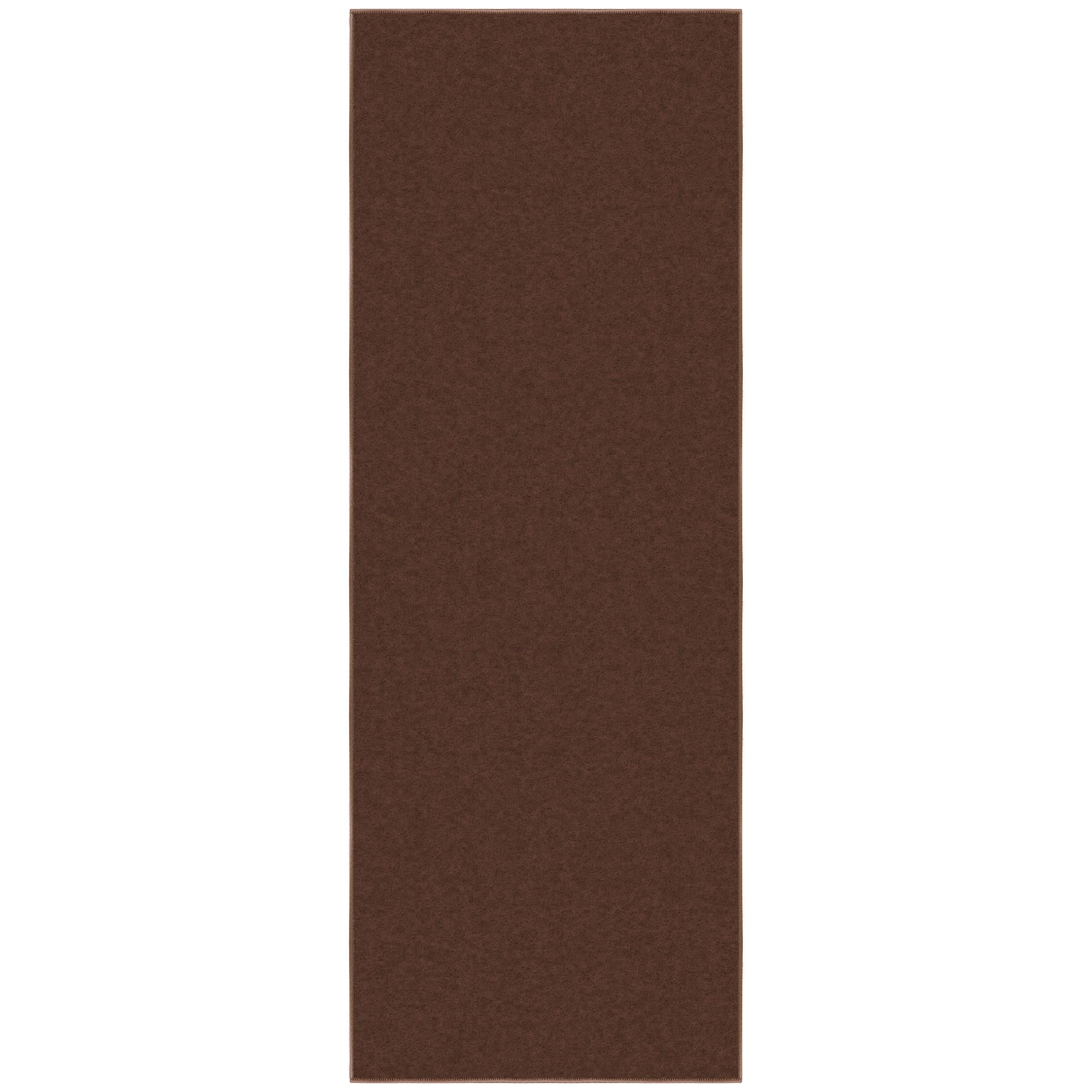 Ottomanson Non-Slip Hallway Runner Rug 2x6 Rubberback Solid Indoor Rug, 2'2" x 6', Brown