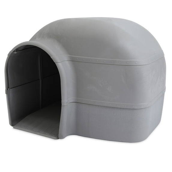 Outback Igloo Dog House Heavy Duty Durable Plastic Outdoor Dog Igloo, 33"L Extra Large XL Dogs up to 90 lb, Gray