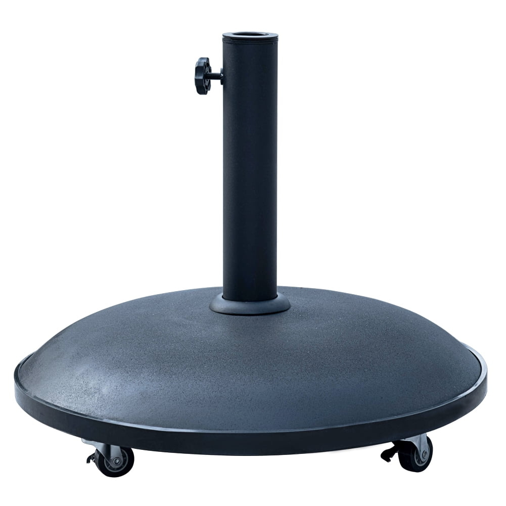 Outdoor 55lbs Heavy Duty Stand Concrete Umbrella Base with 4 Wheels Black for Patio Garden