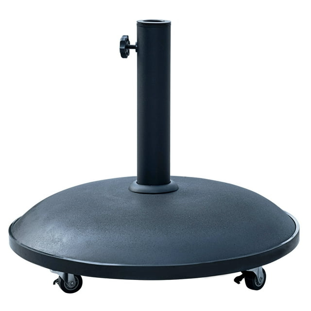 Outdoor 55lbs Heavy Duty Stand Concrete Umbrella Base with 4 Wheels Black for Patio Garden