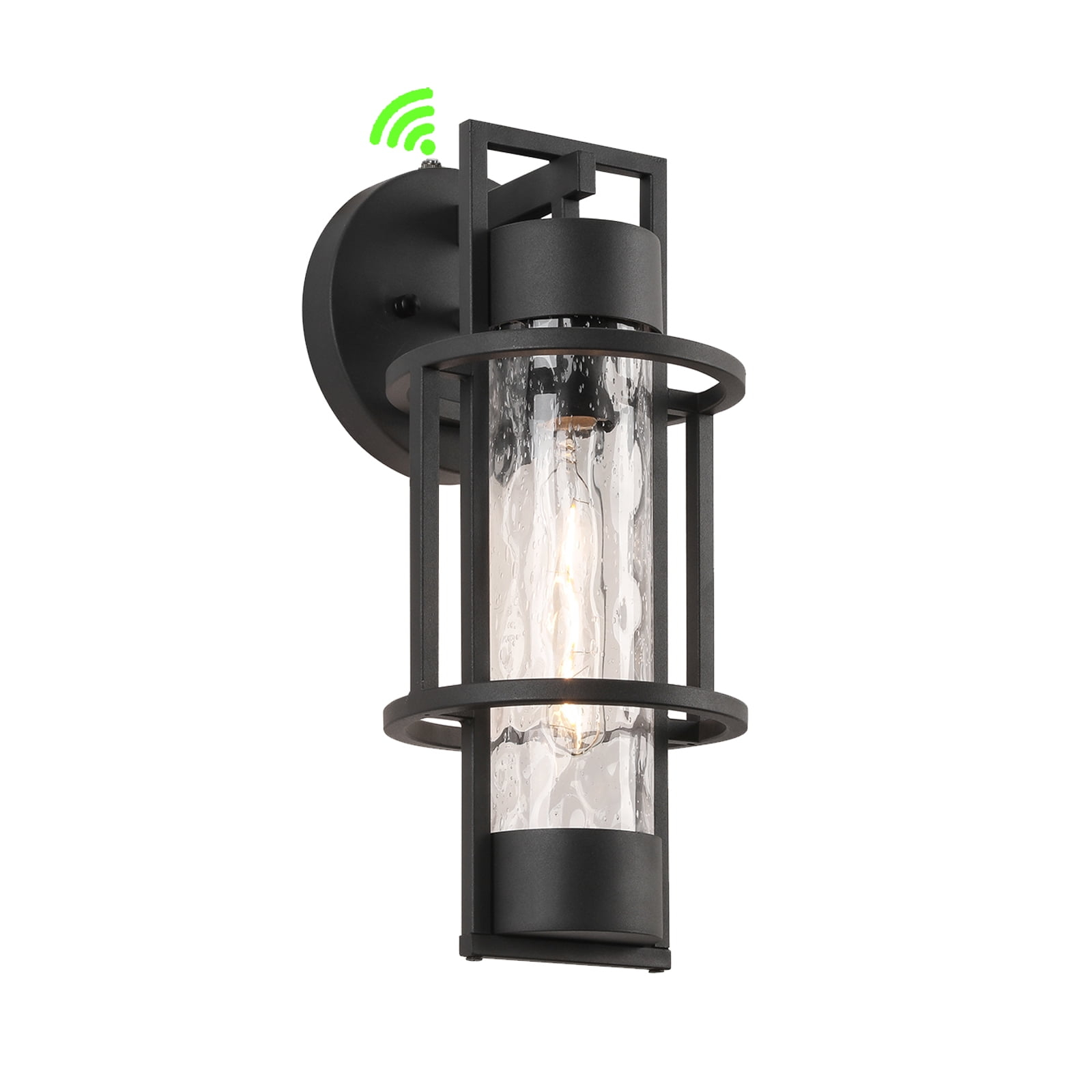 Outdoor Dusk to Dawn Wall Lights, Sensor Exterior Light Fixtures Wall Sconce， Outdoor Waterproof Porch Wall Lantern Light with Water Glass for Outside Garage,Doorway,Entryway