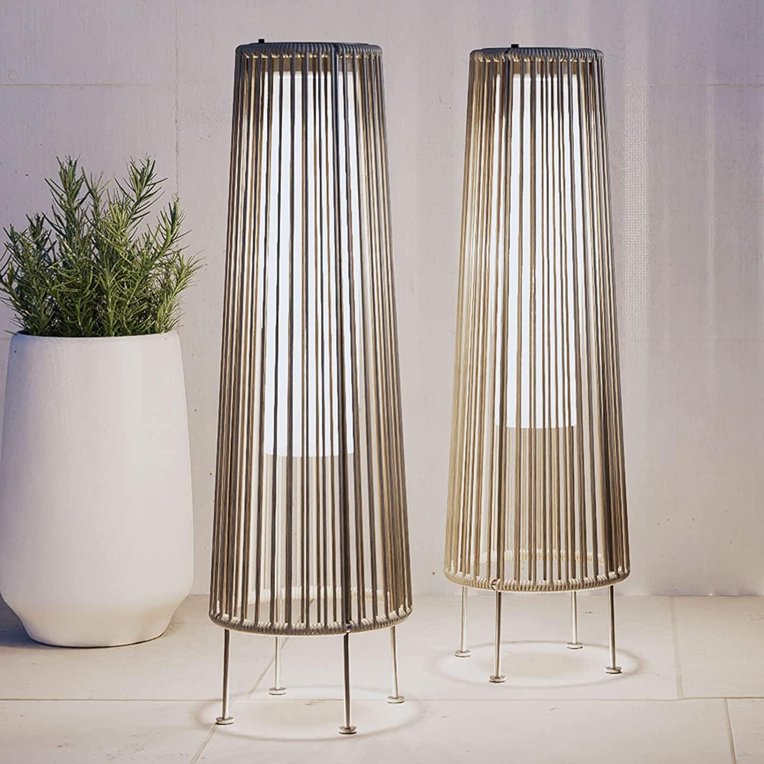 Simenmax Dusk till Dawn Outdoor Floor Solar Light, Light Brown