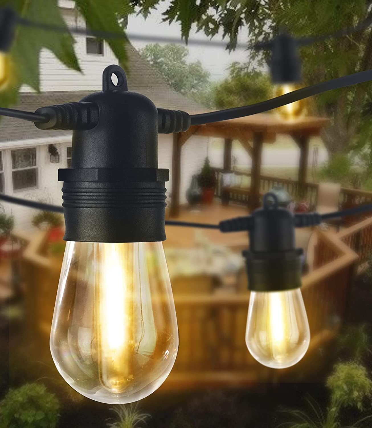 Outdoor LED String Lights 48FT - Shatterproof & Waterproof, Bright Patio Light