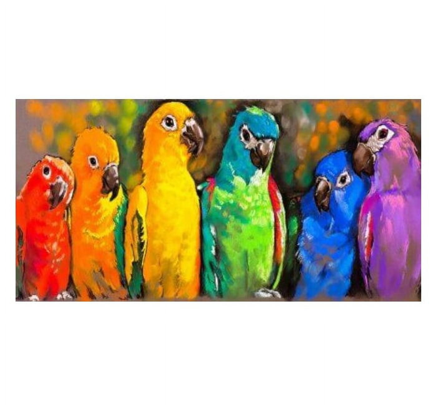 Outdoor Living and Style Yellow and Green Pretty Parrots Outdoor Canvas Rectangular Wall Art Decor
