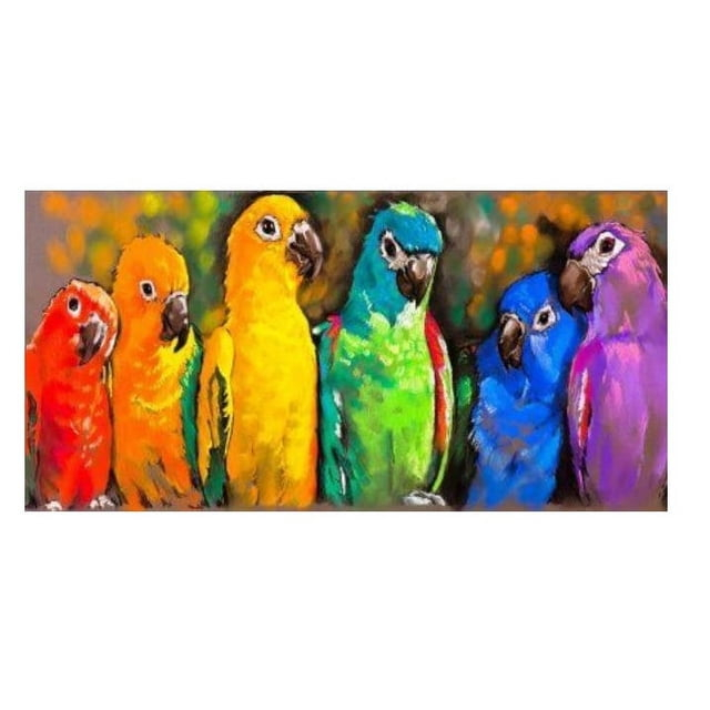 Outdoor Living and Style Yellow and Green Pretty Parrots Outdoor Canvas Rectangular Wall Art Decor