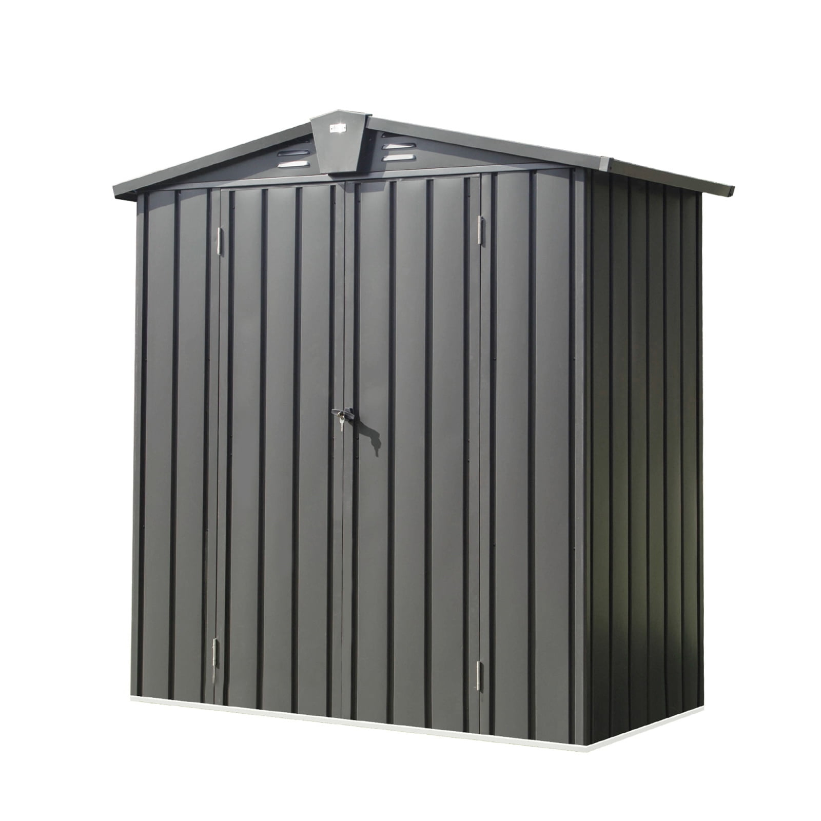Outdoor Storage Shed 5.7x3 FT, Metal Outside Sheds&Outdoor Storage Galvanized Steel, Tool Shed with Lockable Double Door for Patio, Backyard, Garden, Lawn (5.7x3ft, Black) 00029