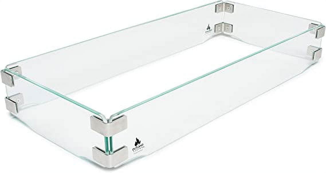 Outland Fire Table Tempered Glass Wind Guard Fence for Outland Series 401/403 Outdoor Propane Fire Pit Tables, Rectangular 29-Inch x 13-Inch x 4.5-Inch - Thick 5/16-Inch Safety Barrier
