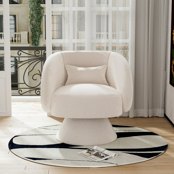 Ouyessir 360 Degree Swivel Cuddle Barrel Sofa Chairs White