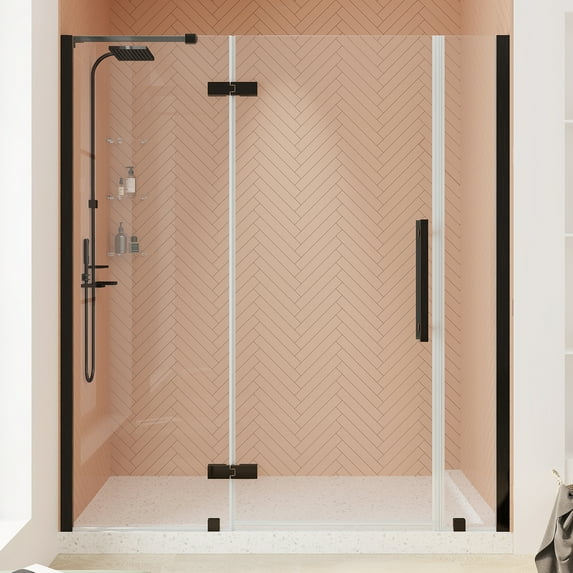 Ove Decors Tampa 62-1/16 in. W x 72 in. H Alcove Frameless Hinge Shower Door in Oil Rubbed Bronze