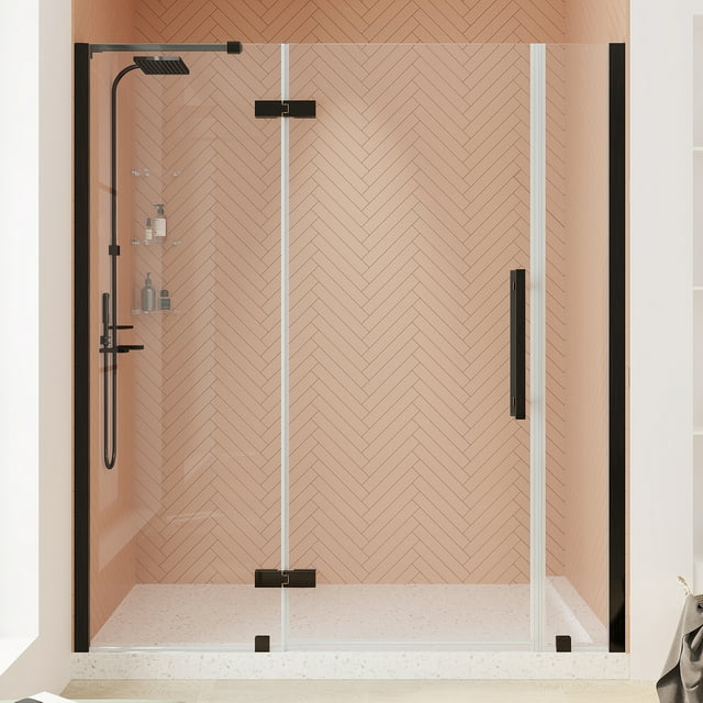 Ove Decors Tampa 62-1/16 in. W x 72 in. H Alcove Frameless Hinge Shower Door in Oil Rubbed Bronze