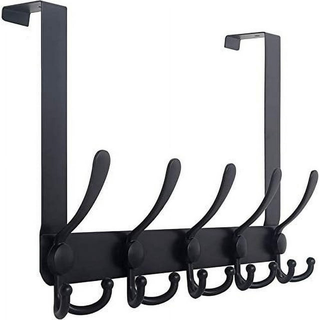 Encozy Over The Door Hooks,Coat Rack for Hanging Clothes Hat Towel (Heavy Duty Black 1pcs) …