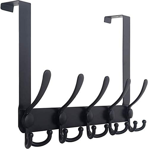 Encozy Over The Door Hooks,Coat Rack for Hanging Clothes Hat Towel (Heavy Duty Black 1pcs) …