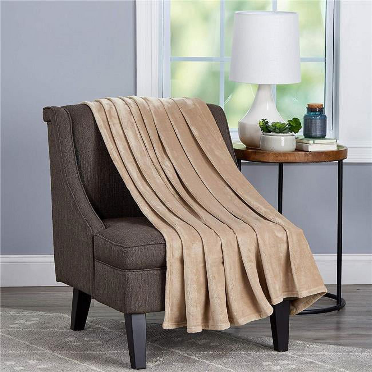 Velvet Throw Oversized Microfiber Velvet Solid Polyester Throw Blanket - Desert Tan
