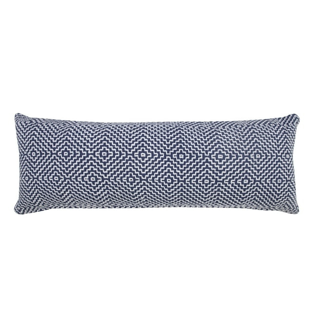 Ox Bay 14" x 36" Modern, Bohemian, Coastal, Farmhouse Blue, White, Multi-color Geometric Cotton Throw Pillow , Zip Closure