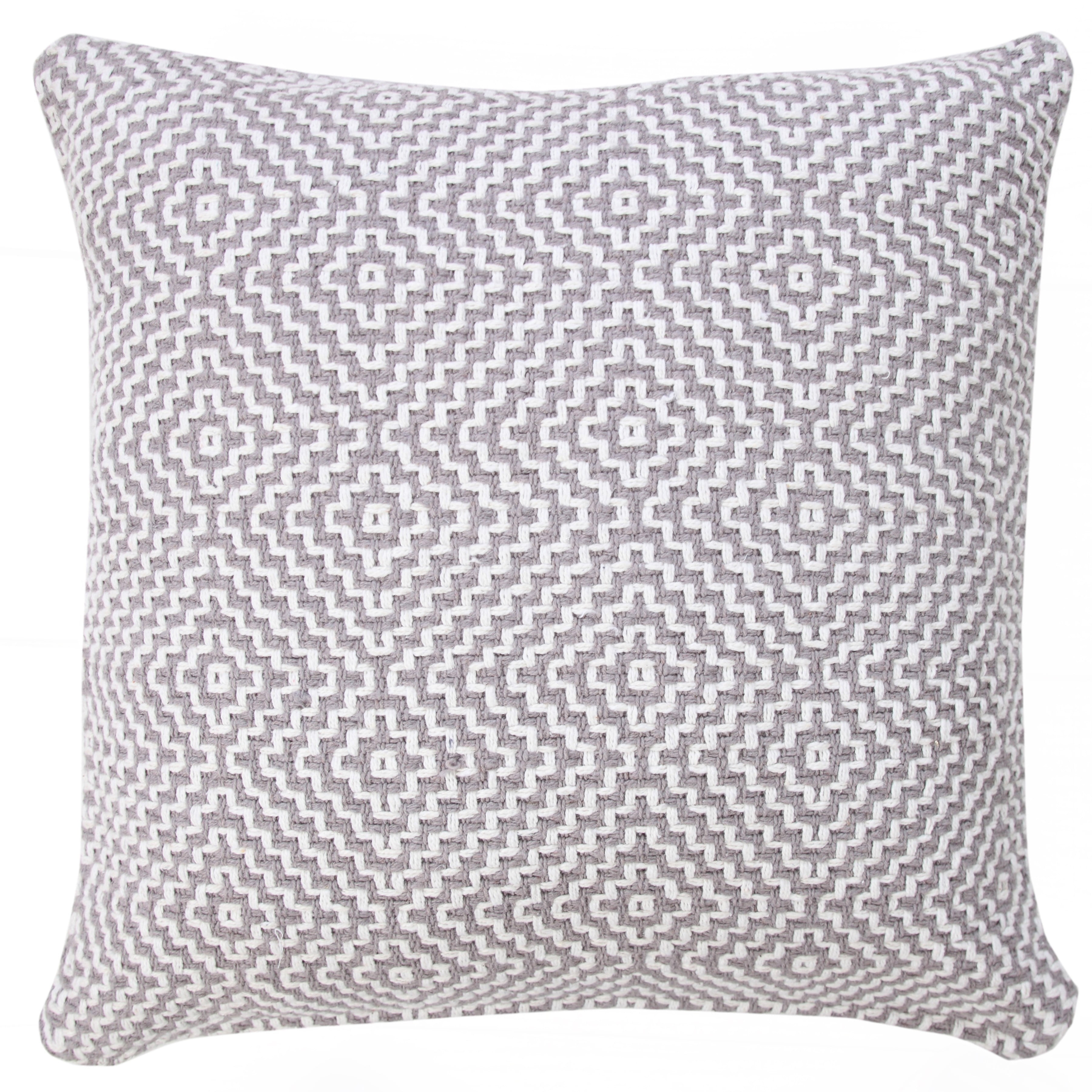 Ox Bay 20" x 20" Hand-Woven Gray/ White Diamond Organic Cotton Pillow Cover