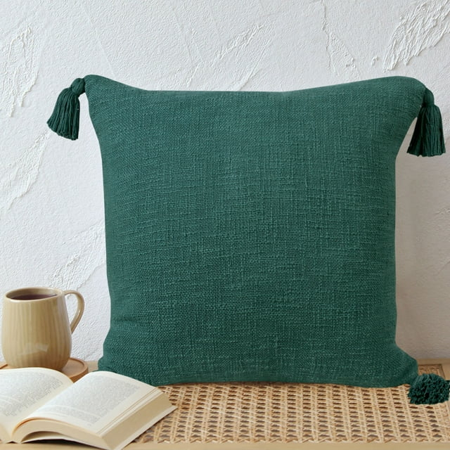 Ox Bay Hampton 20" x 20" Green Solid Cotton Reversible Adult Decorative Throw Pillow
