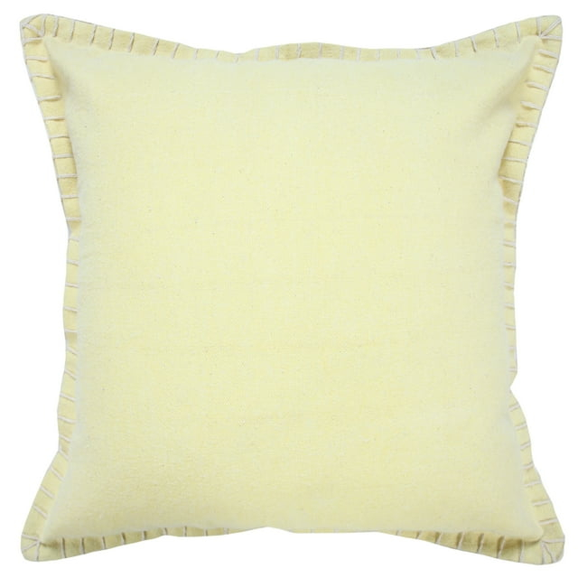 Ox Bay Wilma 20" x 20" Light Yellow Stitch Bordered Cotton Adult Decorative Throw Pillow