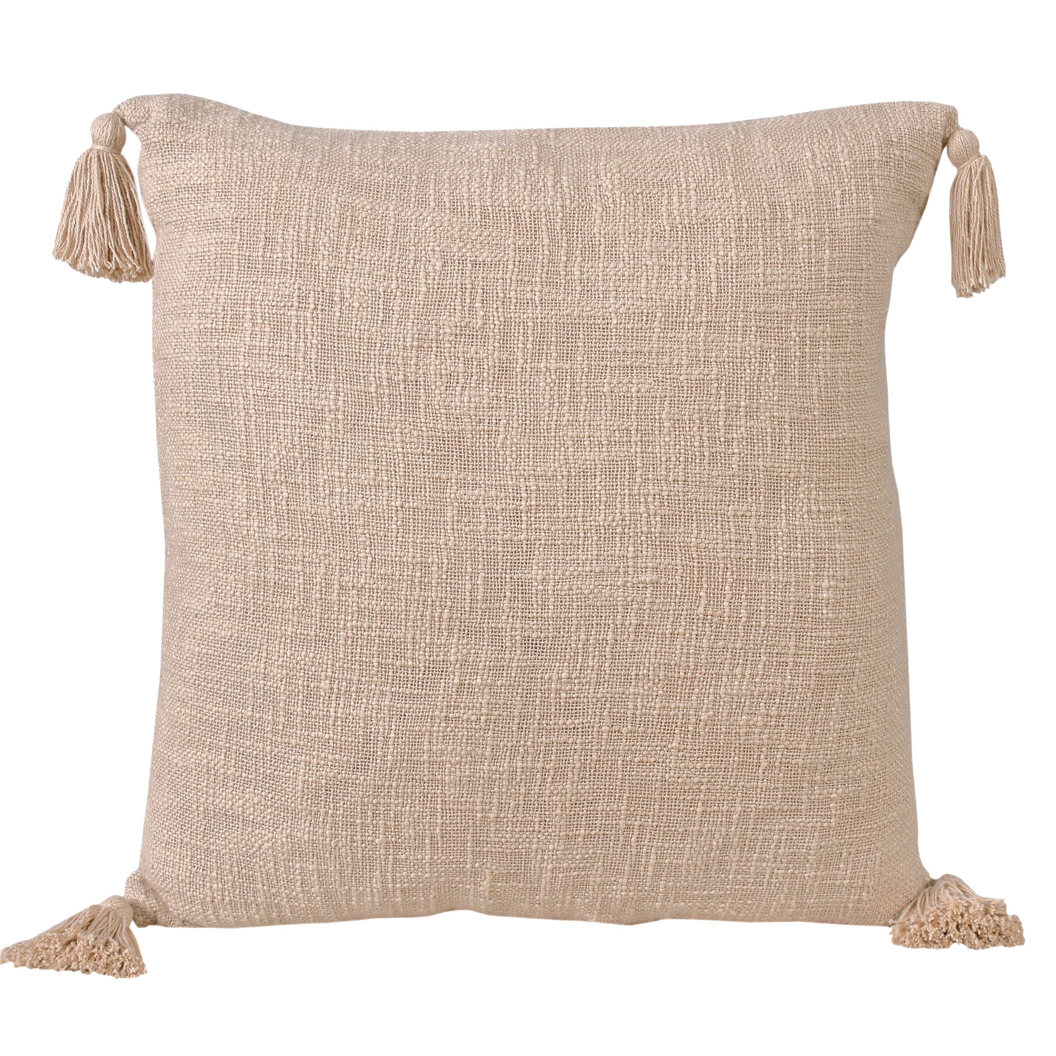 Ox Bay Hampton 20" x 20" Beige Solid Cotton Reversible Adult Decorative Throw Pillow