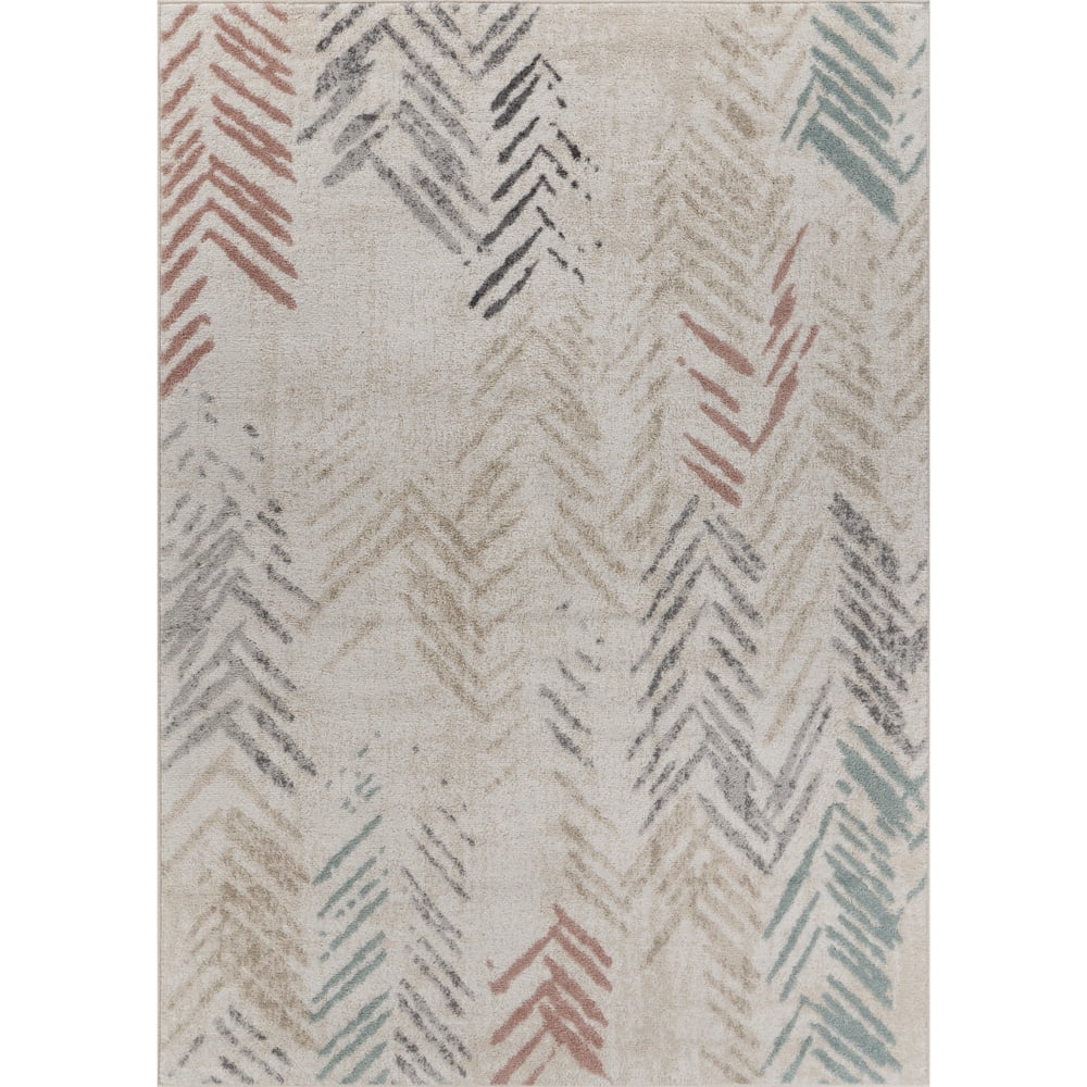 Ox Bay Arrows Distressed 5x8 Multi-color Chevron Herringbone Area Rug