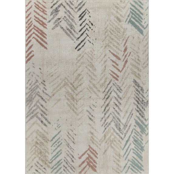 Ox Bay Diana 5'2" x 7'2" Ivory/Beige Abstract Stain and Fade Stain Resistant Indoor Area Rug
