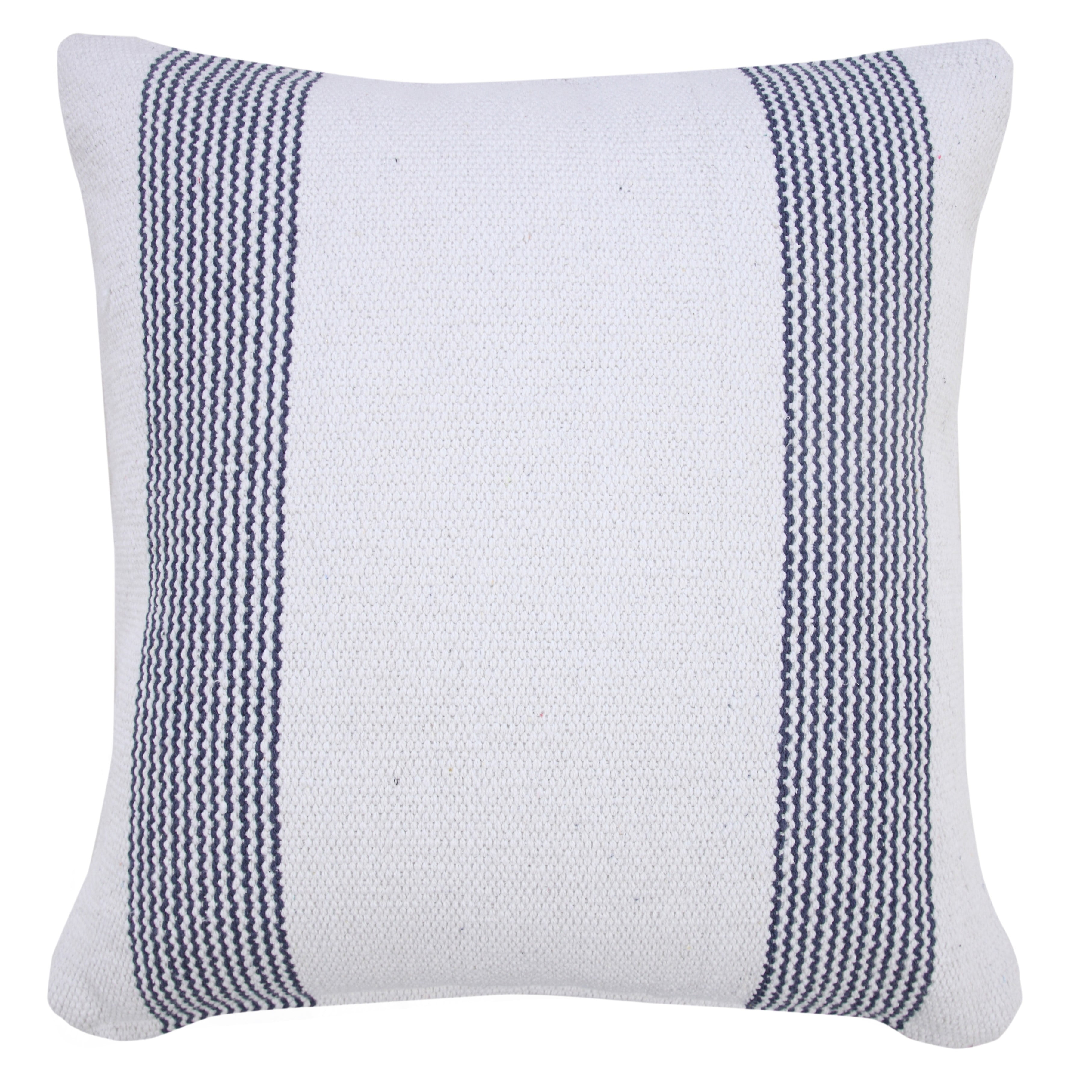 Ox Bay Cassidy Pale Blue/White Striped Cotton Adult Decorative Throw Pillow