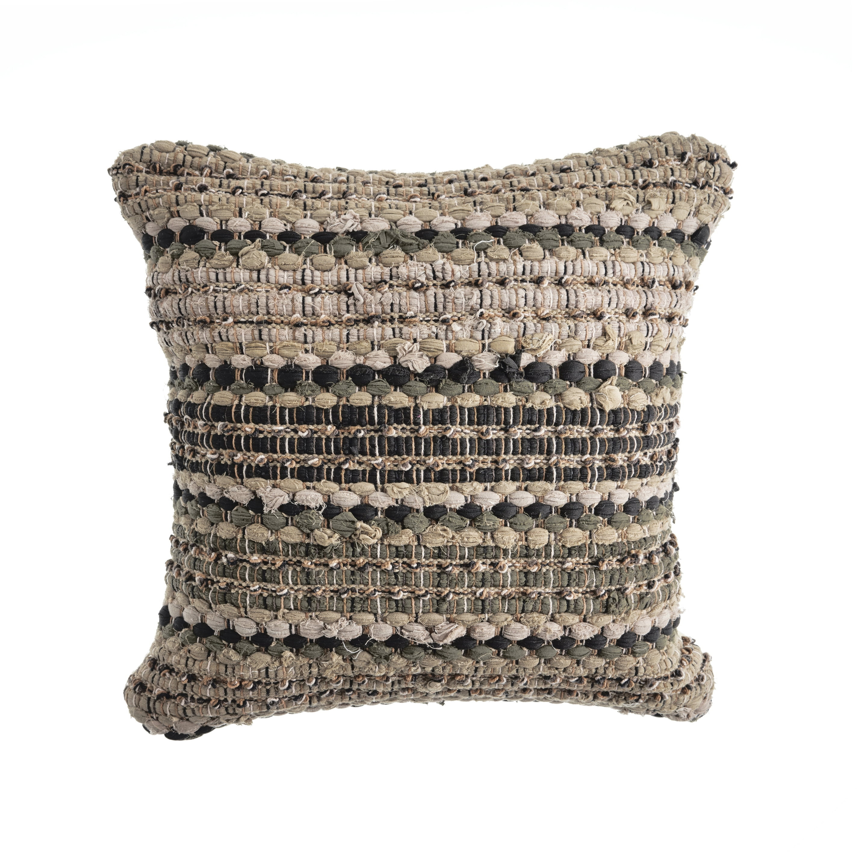 Ox Bay Drew 18" x 18" Beige/Brown Striped Cotton Blend Adult Decorative Throw Pillow Cover