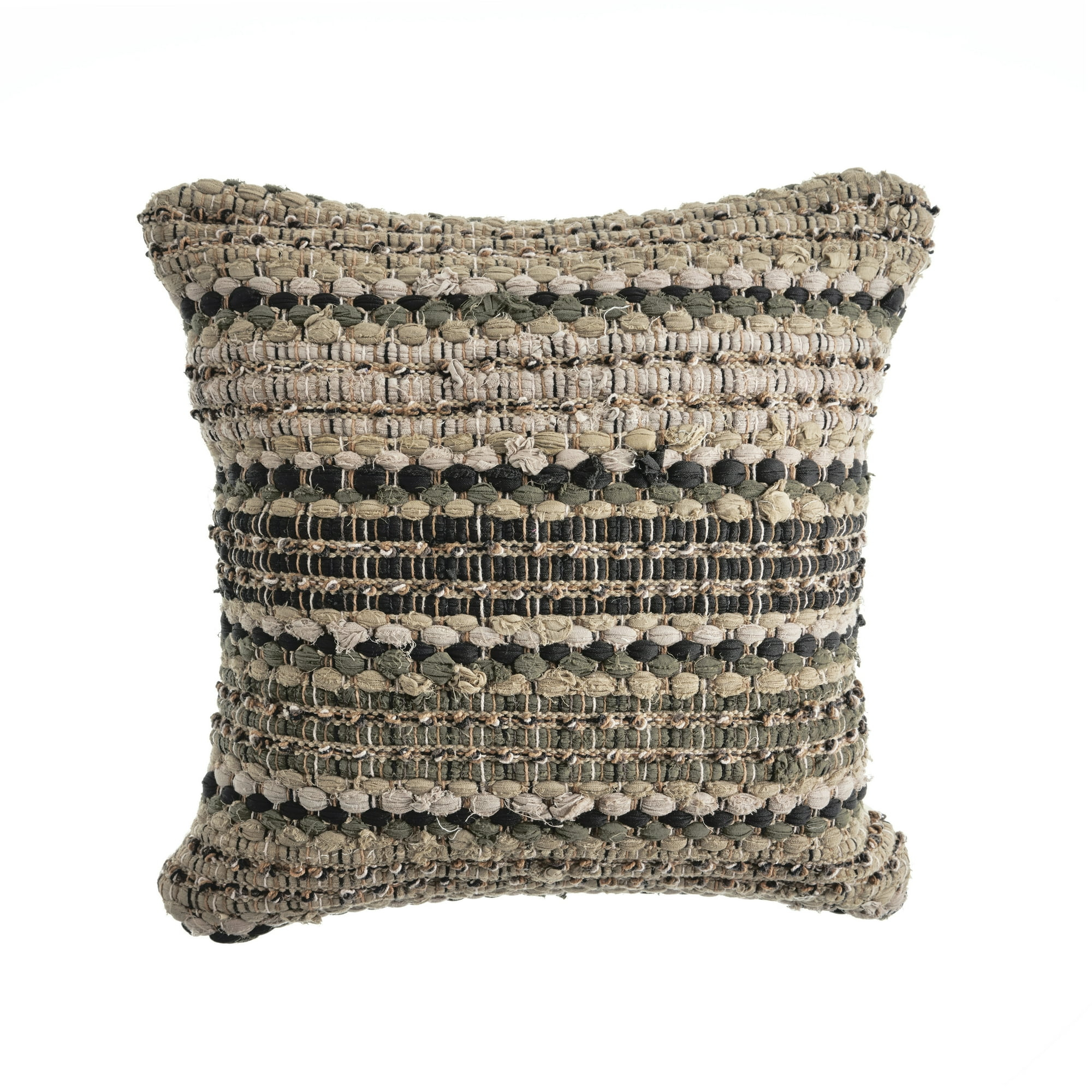 Ox Bay Drew 18" x 18" Beige/Brown Striped Cotton Blend Adult Decorative Throw Pillow Cover