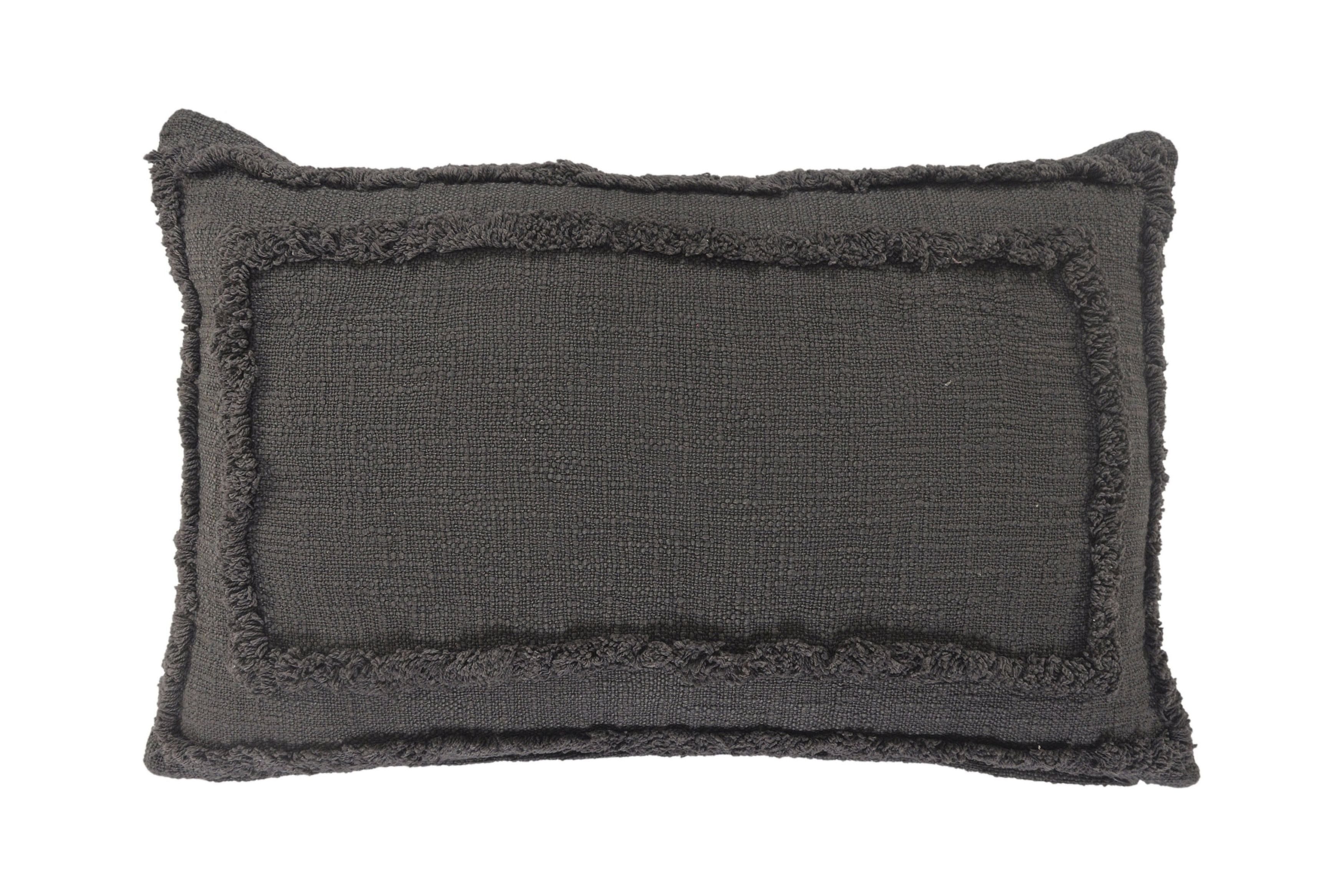 Ox Bay Modern Tufted Solid Lumbar Throw Pillow, 16" x 24" , Gray