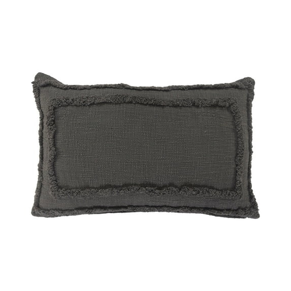 Ox Bay Modern Tufted Solid Lumbar Throw Pillow, 16" x 24" , Gray